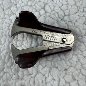 Vintage Ace Staple Remover Brown Bakelite Metal Jaw Style Made USA Pat 2033050